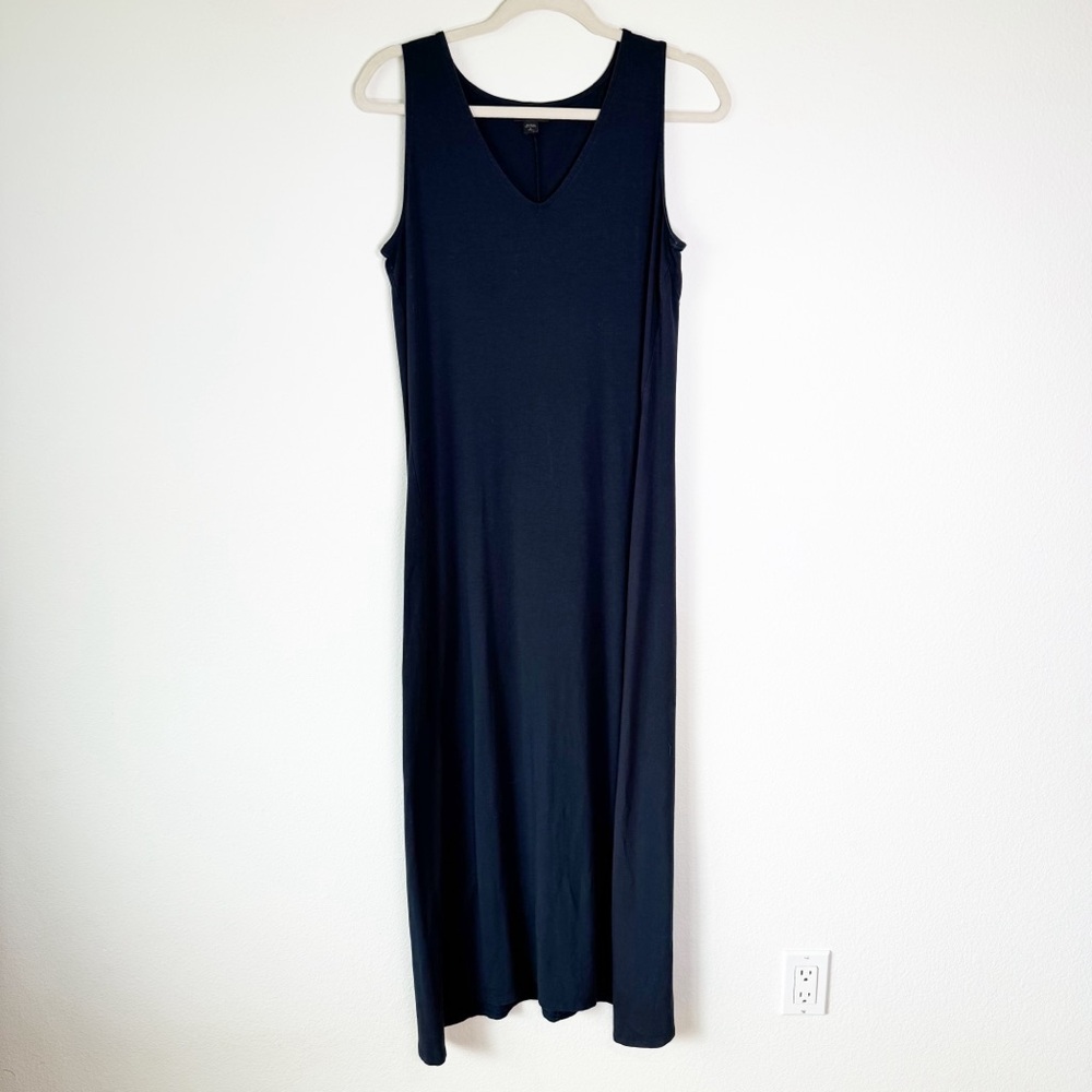 J. Jill Wearever Collection Navy Blue V‎ neck Maxi Dress Small Tall